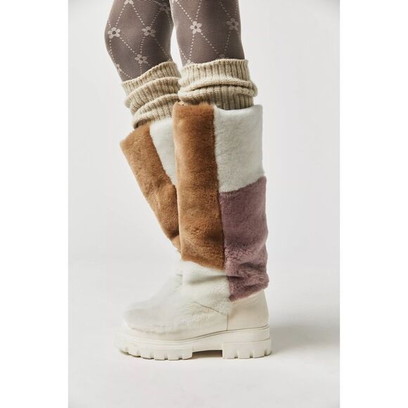 Free People Shoes - Free People Happy Thoughts Fur Shearling Paneled Colorblock Boots First Frost